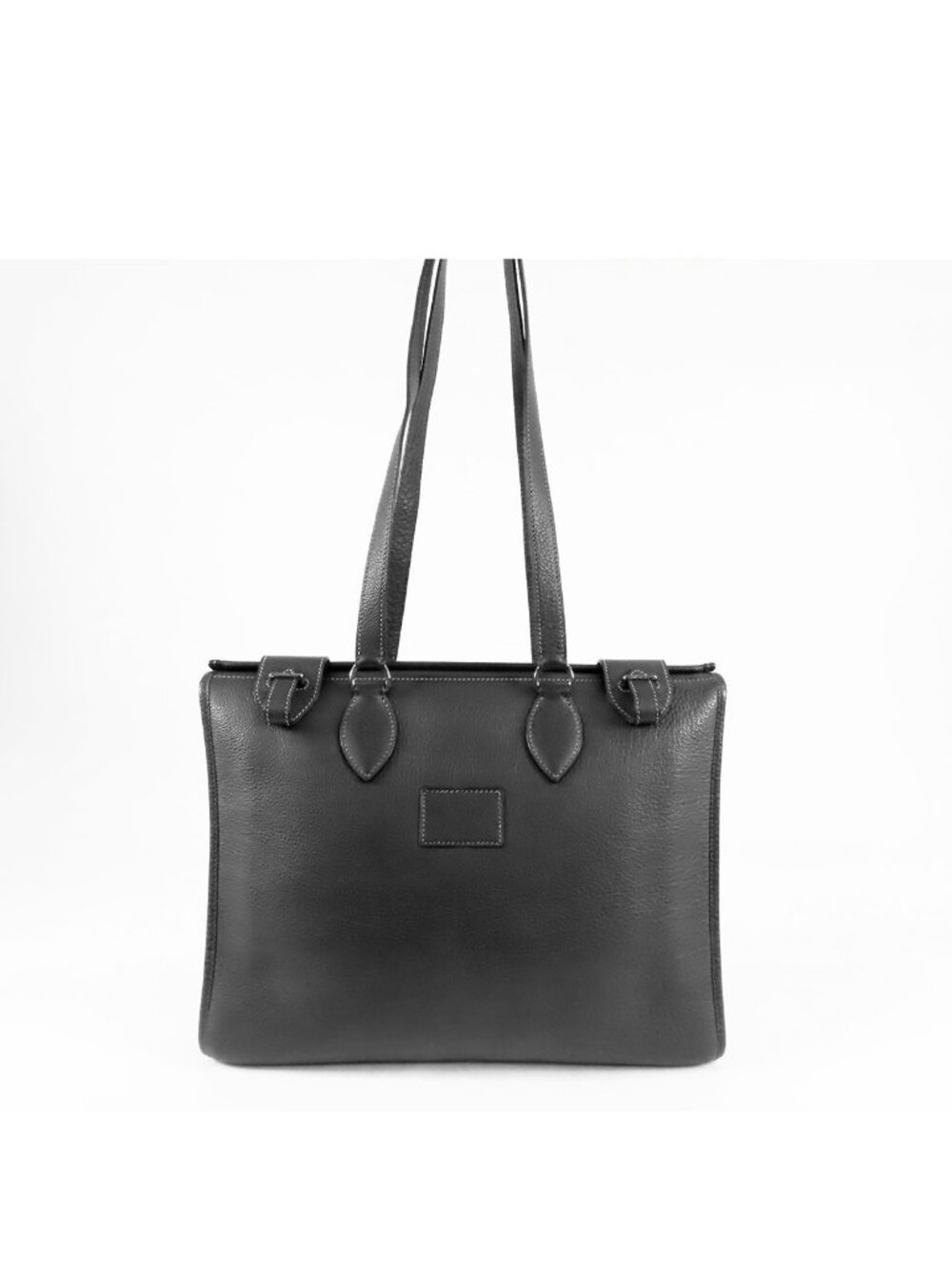 Hermes Cabas 35 Graphite Silver Ardennes Tote Shoulder Bag